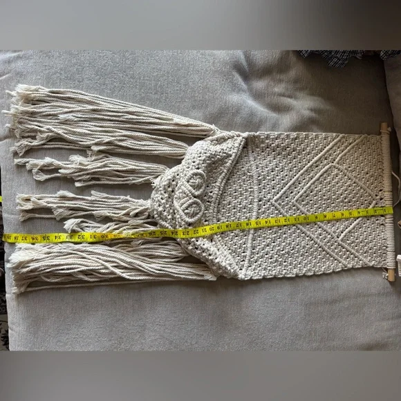 Boho Macrame Wall Hanging Decor Woven Cotton Tapestry Neutral Wall Art Handmade - Picture 9 of 9